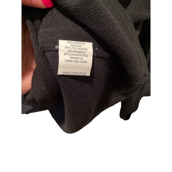 Elementz Blouse Top Women Size 3X Black Long Sleeve Collared Polyester Stretch - Picture 3 of 6